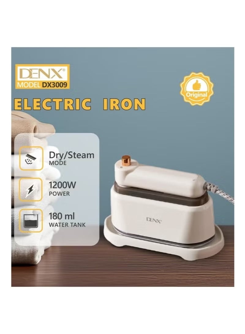 Denx Portable 2-in-1 Electric Iron with 180ml Steam Tank, Fast Heat, Vertical & Horizontal Use, Thermal Safety, Mini Travel Iron for Shirts, Abayas, Suits, Curtains, Quick Wrinkle Removal - Image 3